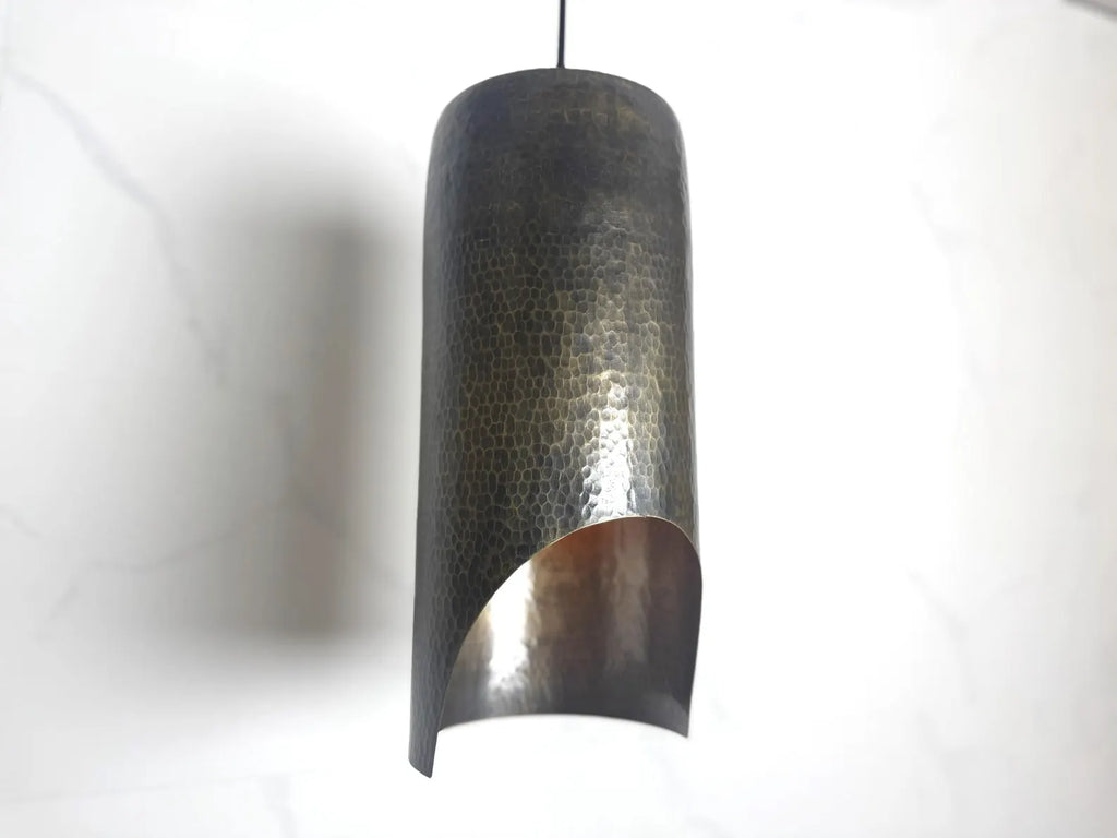 Hammered Cylinder Lamp with Curved Cutout