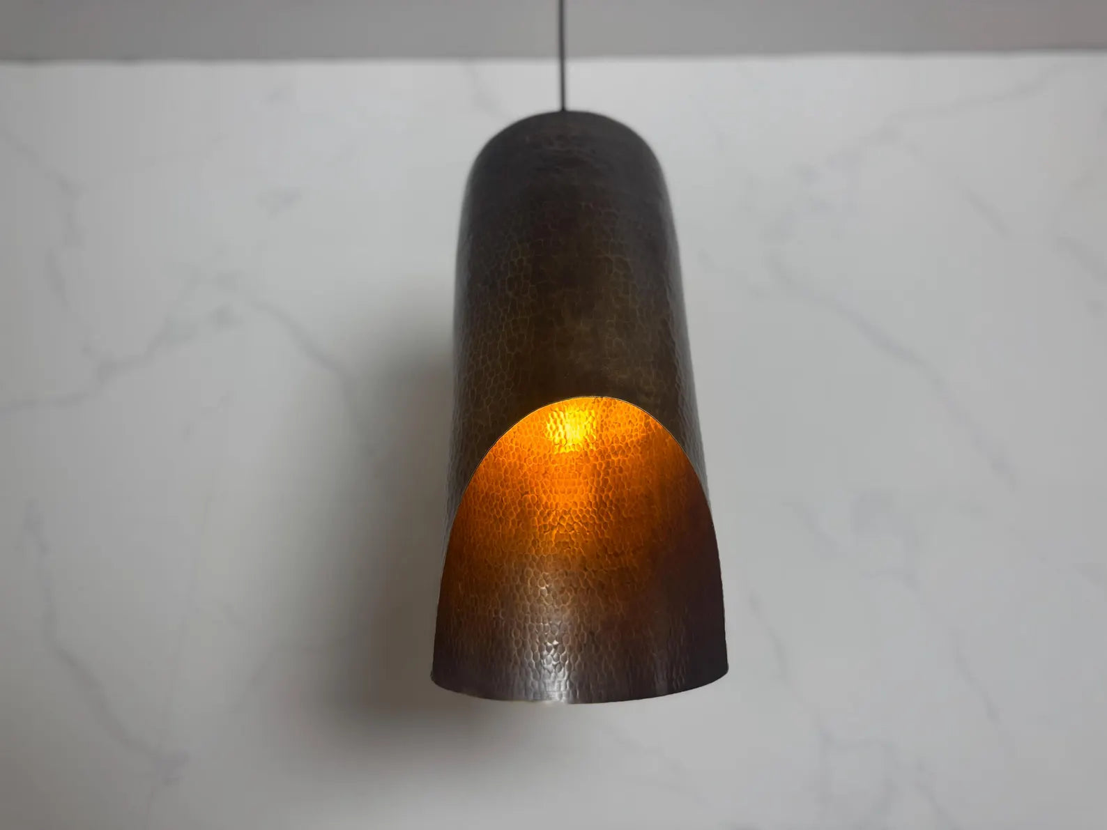 Hammered Cylinder Lamp with Curved Cutout