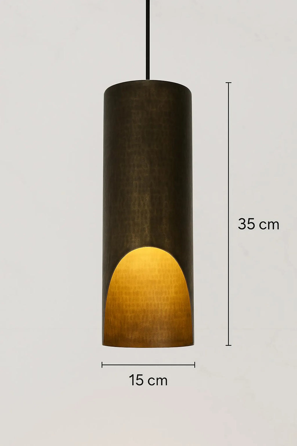 Hammered Cylinder Lamp with Curved Cutout