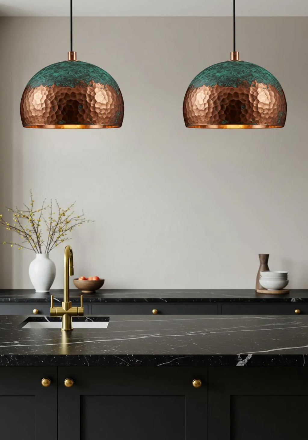 Green Patina Copper finish Dome Pendant Light