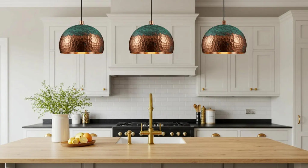 Green Patina Copper finish Dome Pendant Light