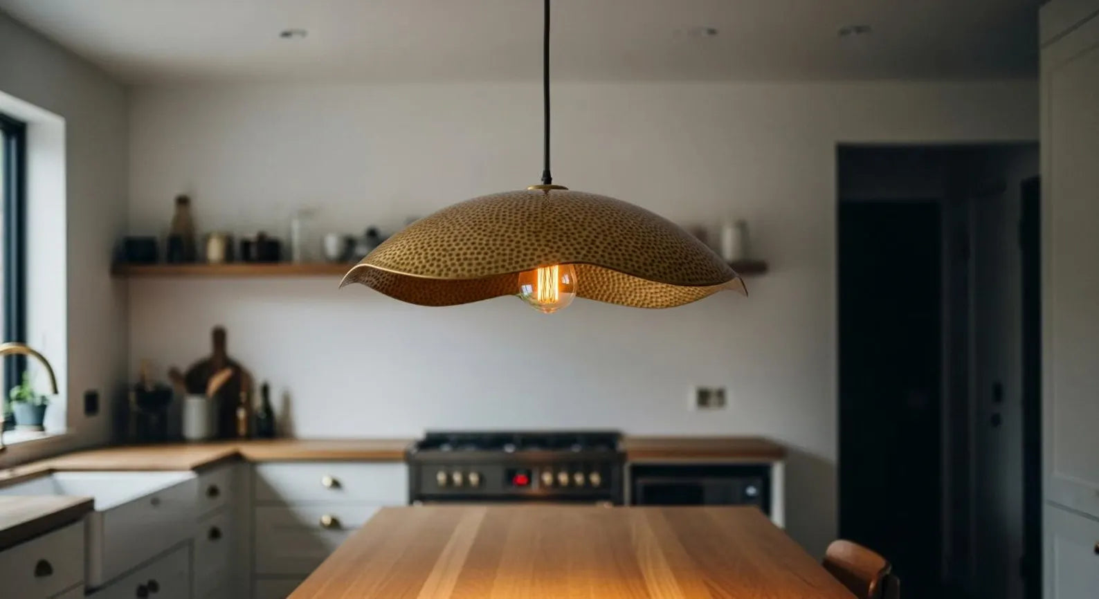 Wavy Brass Pendant Light